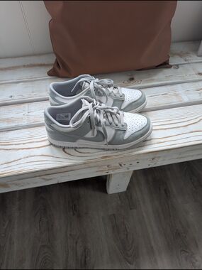 White and Light Gray Nike Dunks